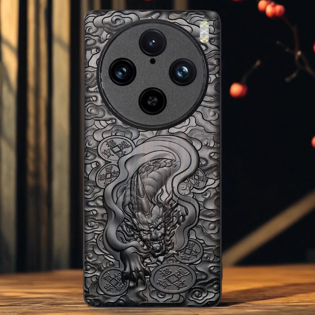 貔貅vivo x200 S防摔手机壳X300 pro黑檀木立体浮雕X200ultra全包保护套mini复古中国风关公个性男女新款适用