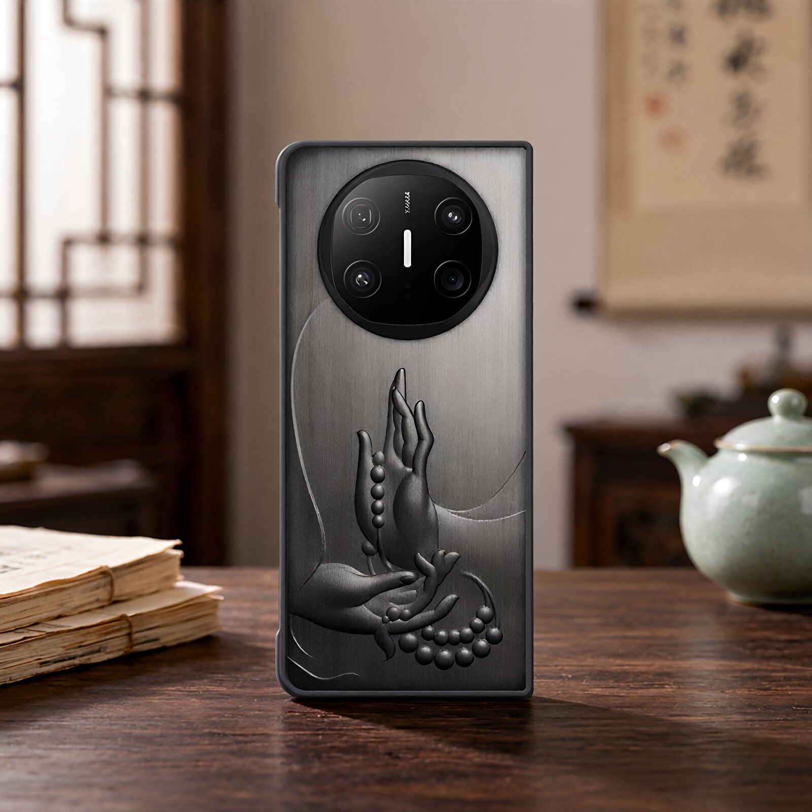 佛手浮雕华为matex6木质手机壳