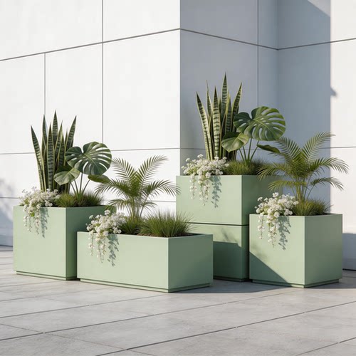 坐凳户外花箱花坛座椅大容量种植凳子现代简约风格种植箱落地花箱