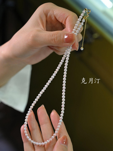 淡水akoya正圆无瑕极强光小米珠珍珠项链baby珠天然颈链3mm礼物女