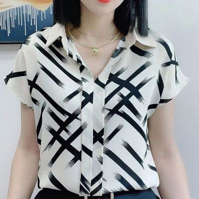 短袖雪纺衬衫女2025夏季新款时尚洋气设计感小众独特别致小衫上衣