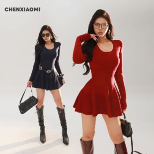 连衣裙短裙25 欧美辣妹气质显瘦性感修身 胭脂海棠 M091 蜜蜜家