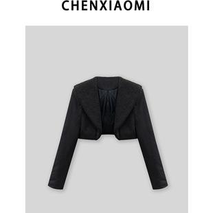 【蜜蜜家】松烟入墨 欧美辣妹百搭修身显瘦秋冬夹棉外套 24T087