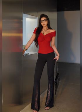 【蜜蜜家】巴黎蔷薇 欧美辣妹气质性感显瘦修身优雅上衣 25/Z607