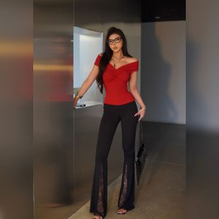 蜜蜜家 巴黎蔷薇 优雅上衣 Z607 欧美辣妹气质性感显瘦修身