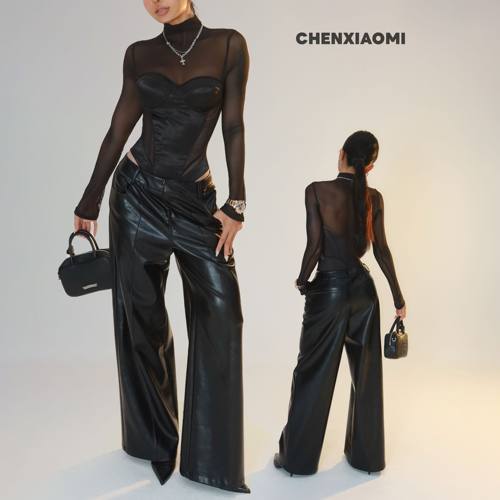 【蜜蜜家】原野焦糖 欧美辣妹显瘦复古小众设计感休闲裤 25/K149