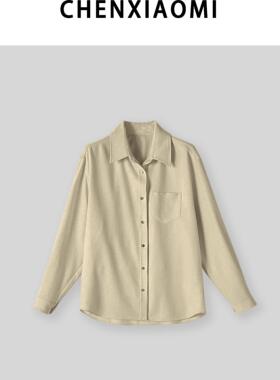 【蜜蜜家】漫游记 欧美辣妹轻奢休闲轻熟风亚麻衬衫 C040