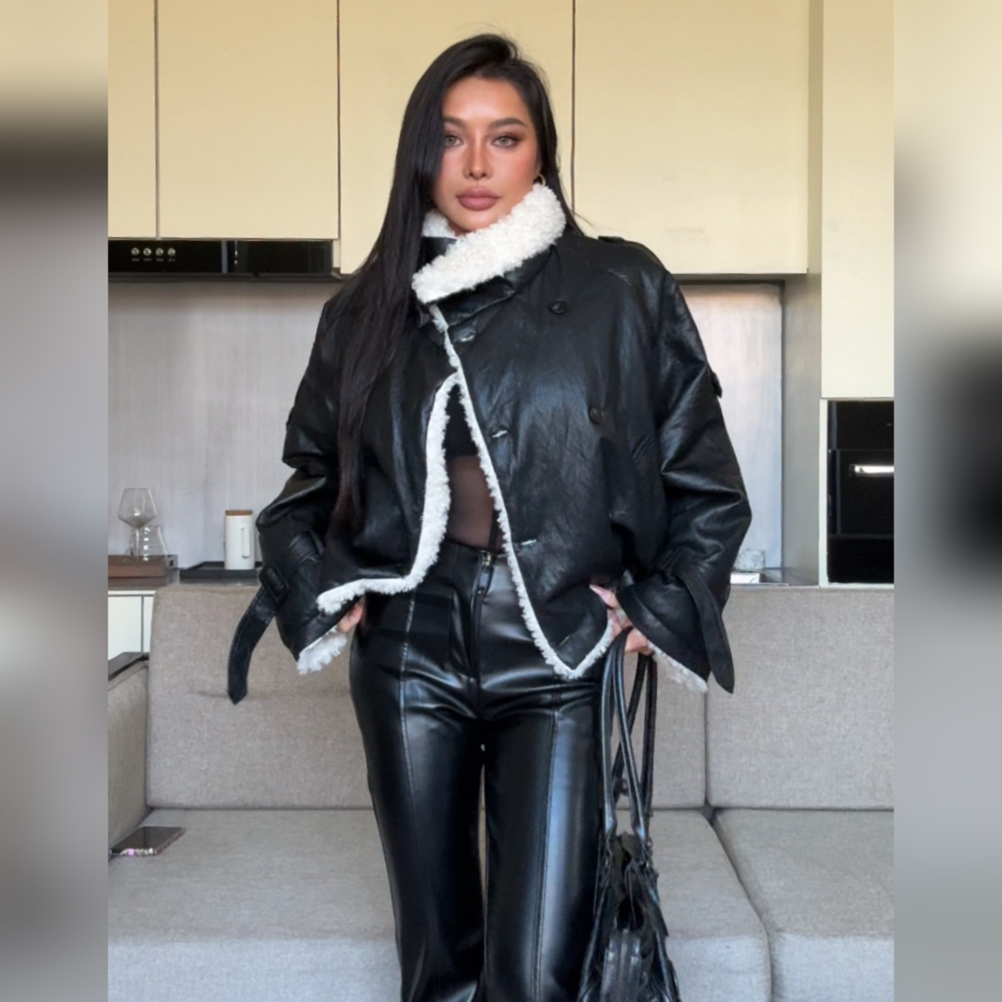 【蜜蜜家】欧美辣妹秋冬双排扣翻领短外套 WD/AB06