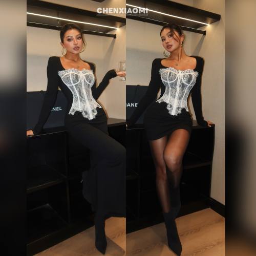 【蜜蜜家】欧美哥特宫廷撞白胸衣蕾丝连衣裙短裙/长裙ZA098/ZA114