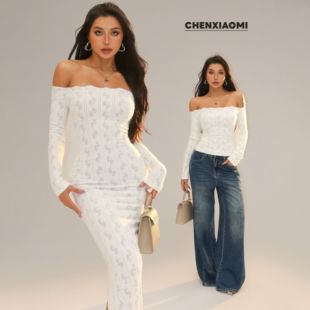 欧美辣妹一字领上衣 冬宜雪 连衣裙长裙 Y807 Z684 蜜蜜家