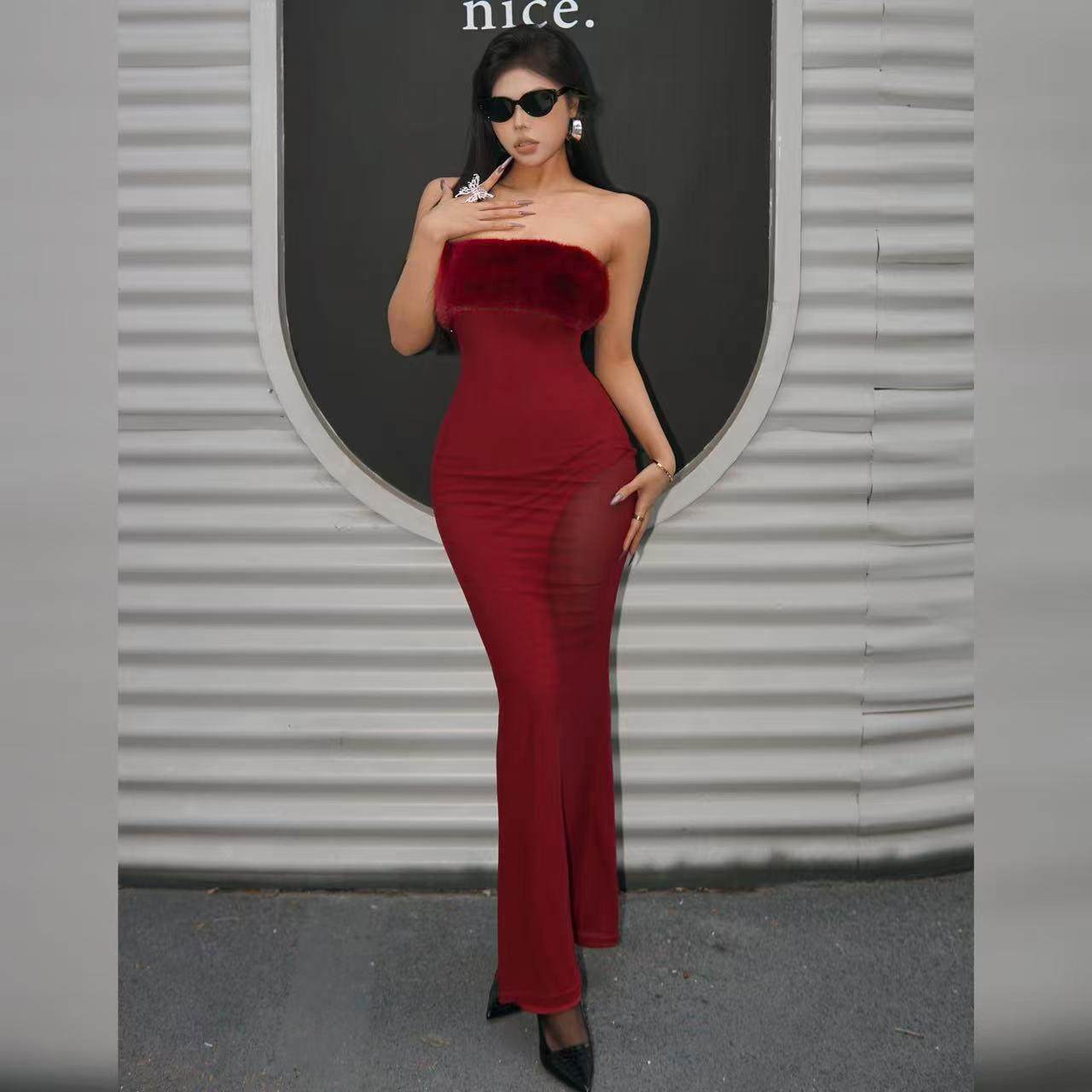 红尘诱惑欧美辣妹性感修身连衣裙