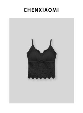 【蜜蜜家】奶油芝士 欧美辣妹性感百搭蕾丝带胸垫美背 25/Z502