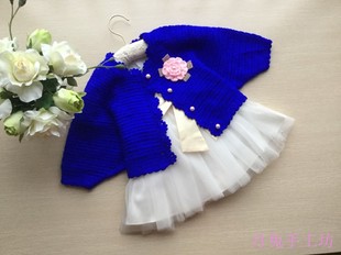 月兔手工坊编织儿童毛衣 纯手工钩针女童毛线上衣时尚 蝙蝠衫