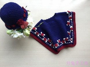 月兔手工坊 新款 亲子装 毛衣斗篷手工编织欧风女童披风钩针工艺衫