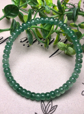 算盘车轮扁珠天然绿草莓晶光面算盘珠手串手链直切老型珠饰品珠子