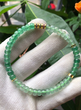 天然材质绿草莓直切药片手串文玩潮流DIY手串K金手串直播热卖款式