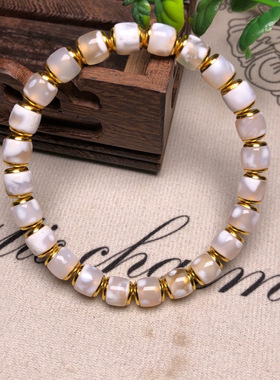 镶嵌贴片奶皮白归圆饰品配件隔珠转运珠散珠文玩配饰厂家直销