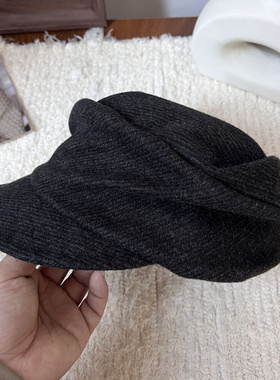 ca款日杂风高品质羊毛马术帽女秋冬山本风文艺清冷感灰色鸭舌帽子