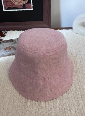 博主同款樱花粉色渔夫帽女韩版复古百搭宽檐户外遮脸甜美气质盆帽
