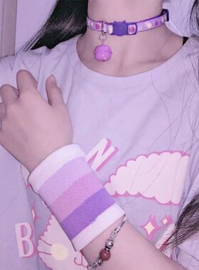护腕女款条纹护手腕遮疤少女可爱时尚运动瑜伽健身手腕套透气薄款