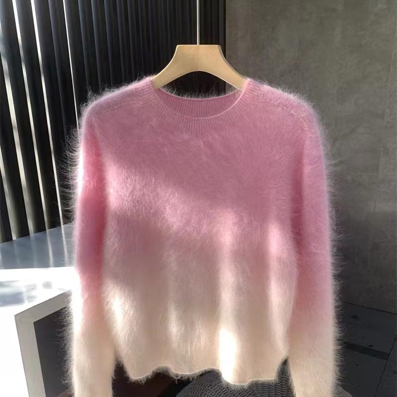 100%纯山羊绒衫康赛妮线圆领大码