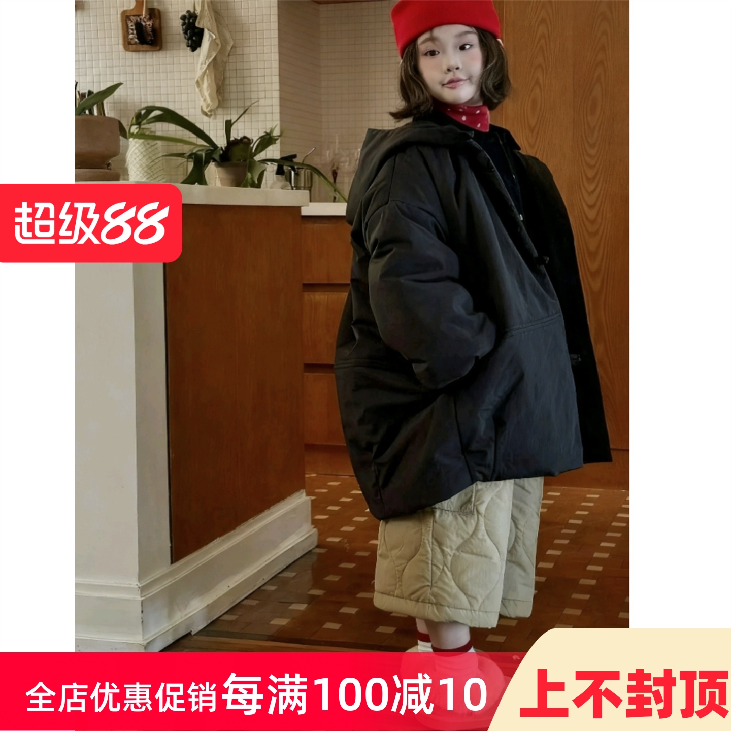 冬男女连帽纯色棉服外套棉裤套装