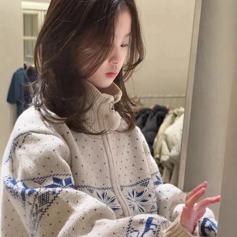 春秋男女童菱格针织开衫百搭外套