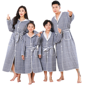 A类 儿童浴袍男童女童成人游泳洗澡全棉纱布吸水毛巾料浴巾亲子装