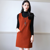 圆领毛呢背心裙宽松无袖 连衣裙冬季 新款 时尚 外搭中长款 中厚马甲裙