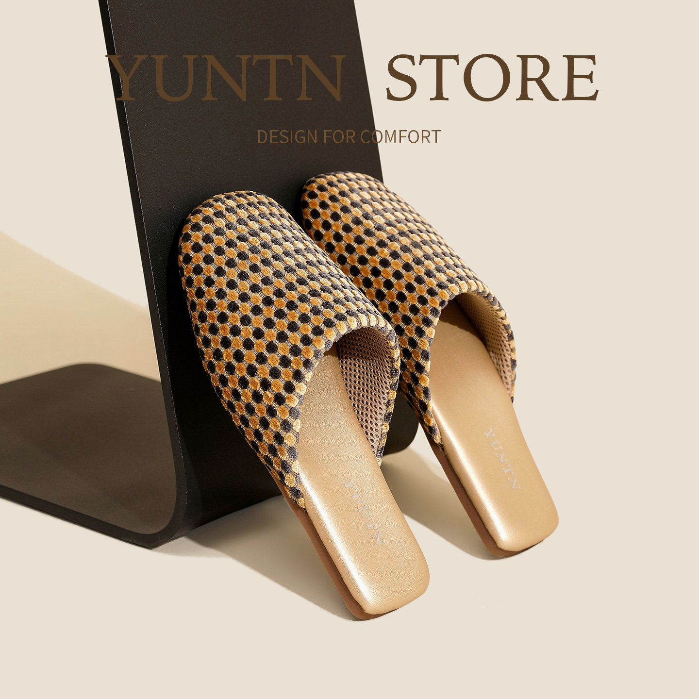 春季新款静谧奢华双色割绒包头透气四季皮拖鞋女室内防滑轻便居家