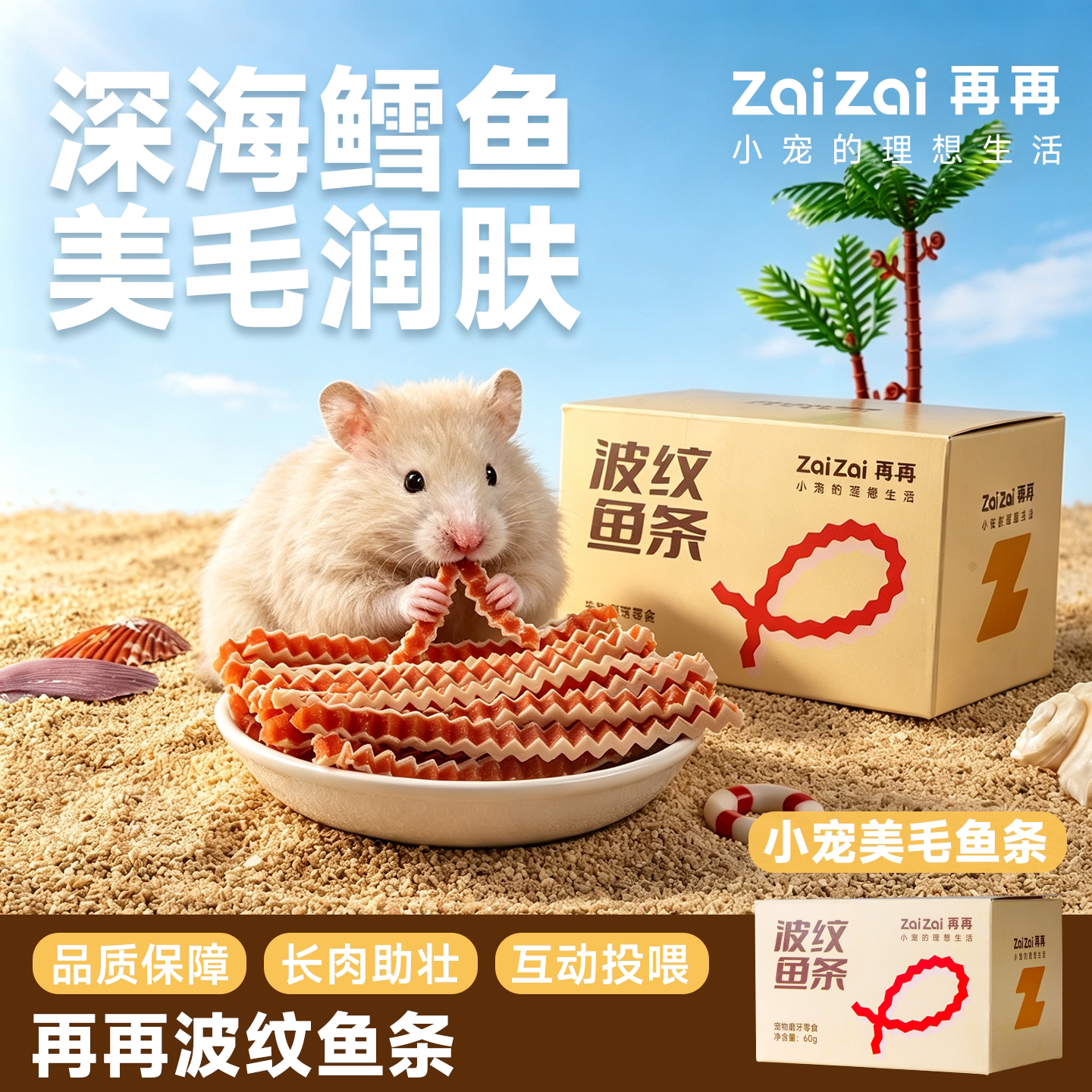 再再仓鼠零食专用品大全金丝熊鱼条鸡肉鳕鱼磨牙营养蛋白增肥长肉