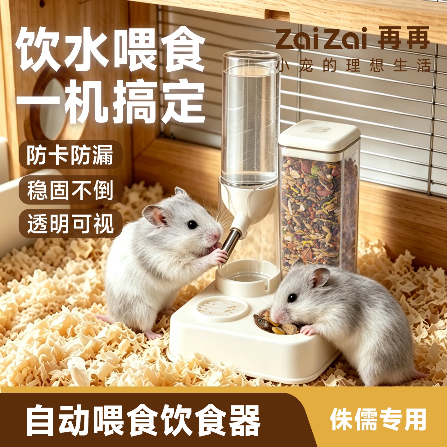 再再侏儒仓鼠自动喂食饮水器图片