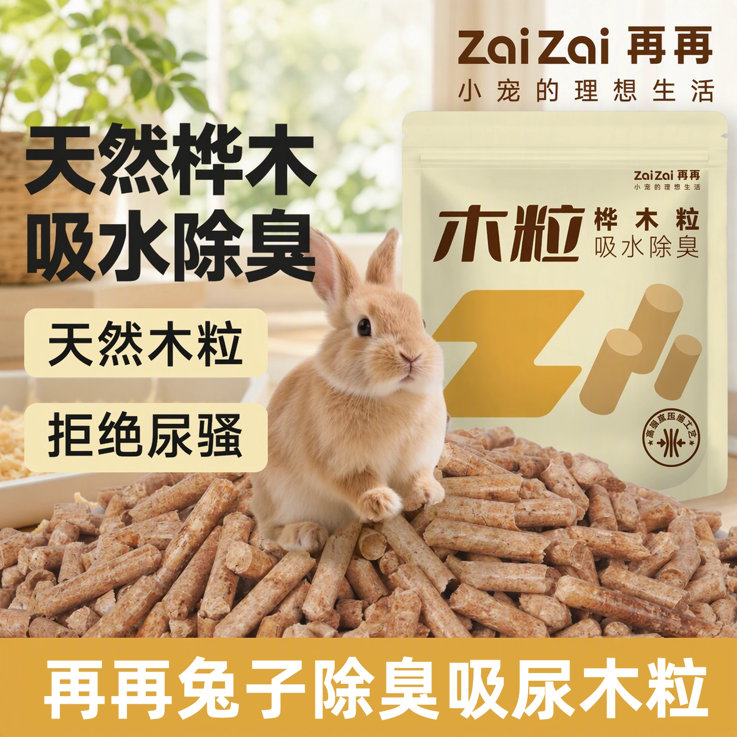 再再兔子除臭木粒粪便清理垫料荷兰猪龙猫豚鼠吸水去尿味厕所用品