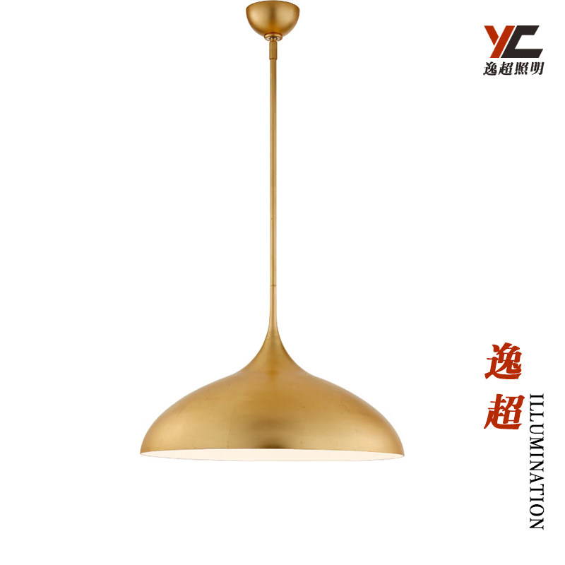 美式简约VC1:1-Agnes复古别墅餐厅岛台餐桌金箔吊灯设计师款吊灯
