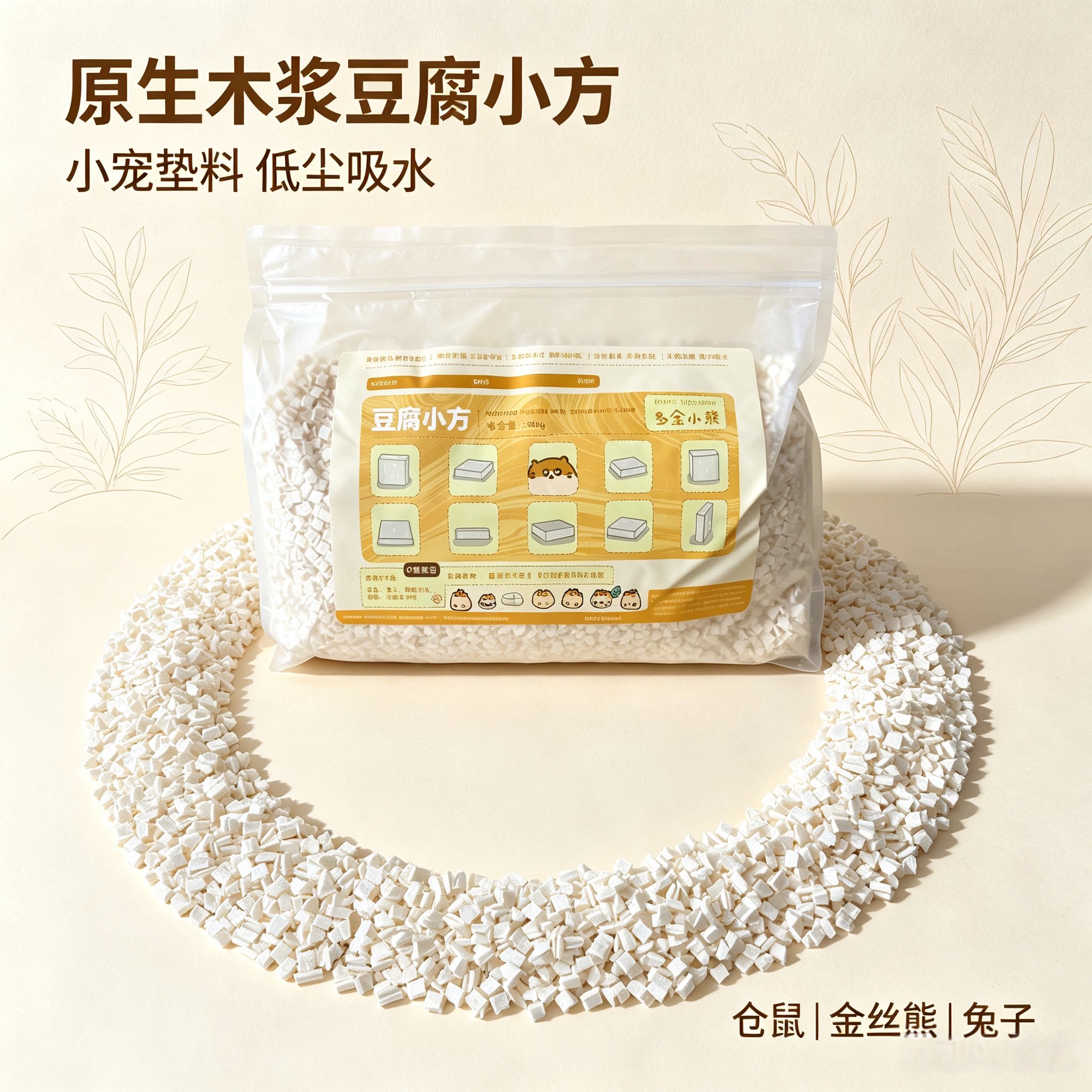多金小熊除臭吸水豆腐块金丝熊仓鼠小方奶油豆腐原生木浆小宠垫料