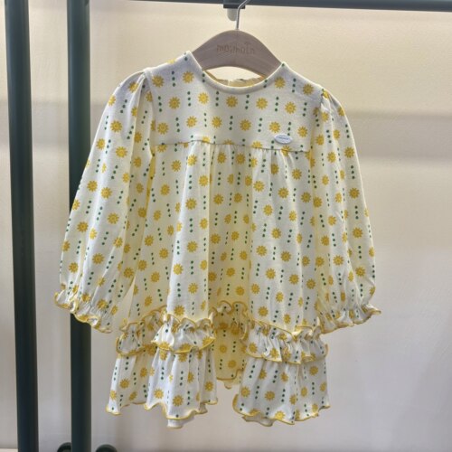 moimoln春款荷叶边太阳花连衣裙