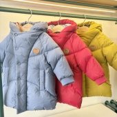 moimoln小云朵25冬专柜正品 儿童连帽防风中长款 羽绒服M254DMB64P
