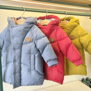 moimoln小云朵25冬专柜正品儿童连帽防风中长款羽绒服M254DMB64P