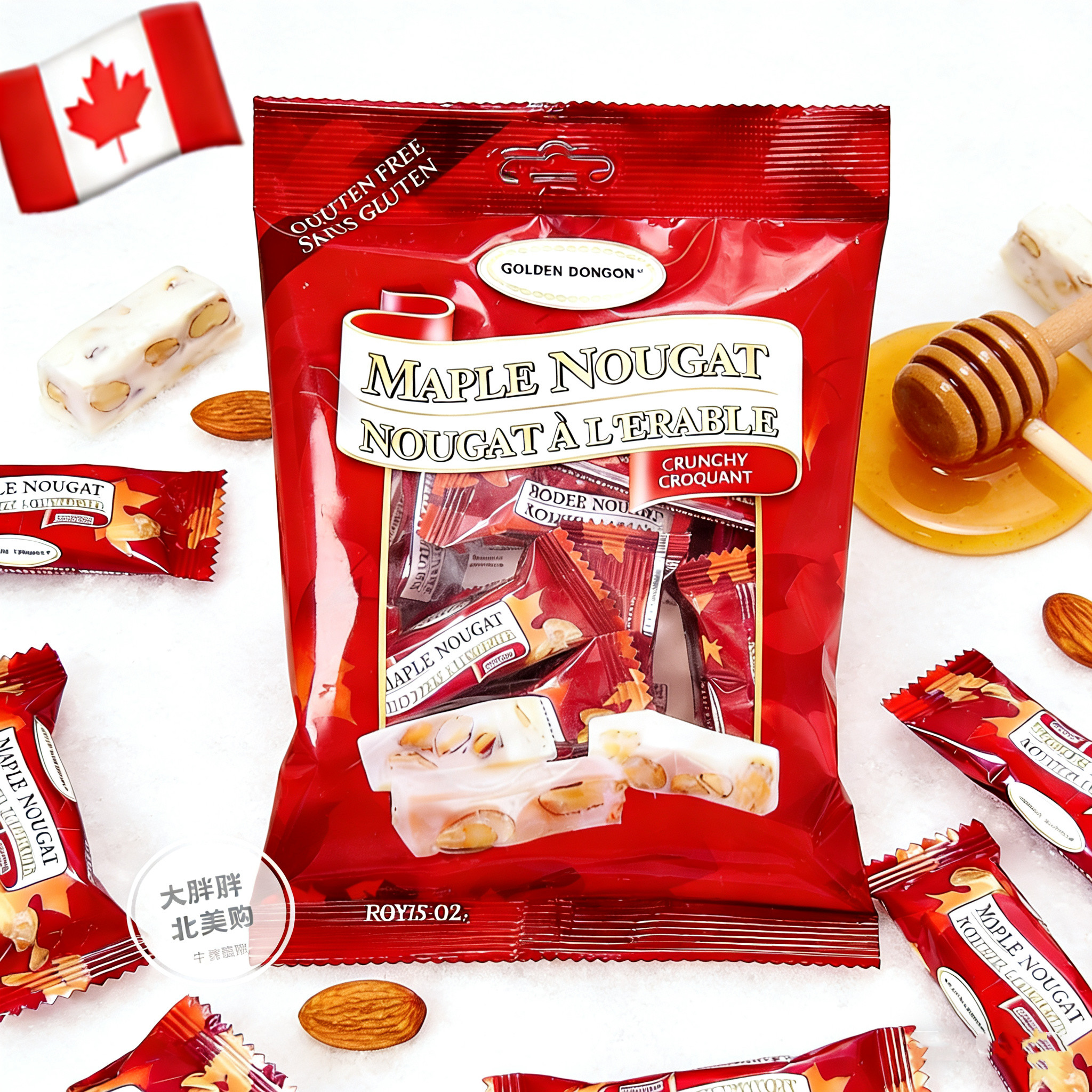 现货加拿大礼品特产GoldenBonBon枫糖杏仁牛轧糖回国送礼礼物喜糖
