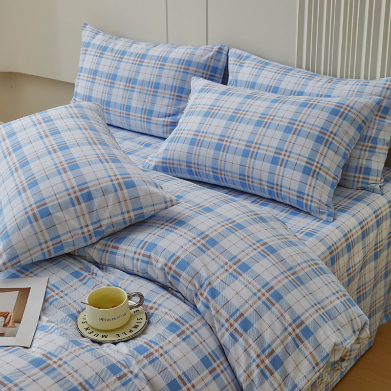 纯棉床上四件套全棉被罩宿舍学生磨毛被套床单三件套2023冬季新款