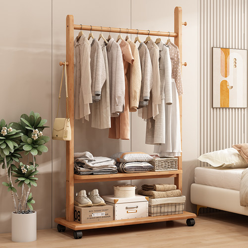 天然楠竹衣帽架拆装新中式