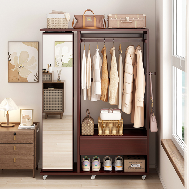 收纳柜带抽屉多功能落地挂衣架子
