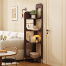 法式 饰 中复古实木藤编三拐转角柜子置物书架客厅沙发边收纳屏风装