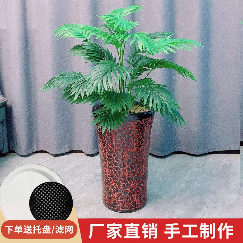 花瓣喇叭口特大号花盆陶瓷加高大花盆中式高筒落地家用幸福树花盆