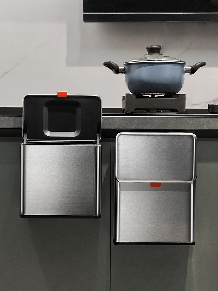 不锈钢厨房垃圾桶挂式家用2025新款卫生间厕所客厅垃圾桶带盖大号