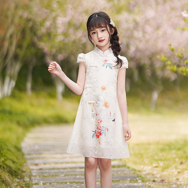 女童旗袍连衣裙夏装2026新款儿童中国风裙子中大童改良古筝表演服