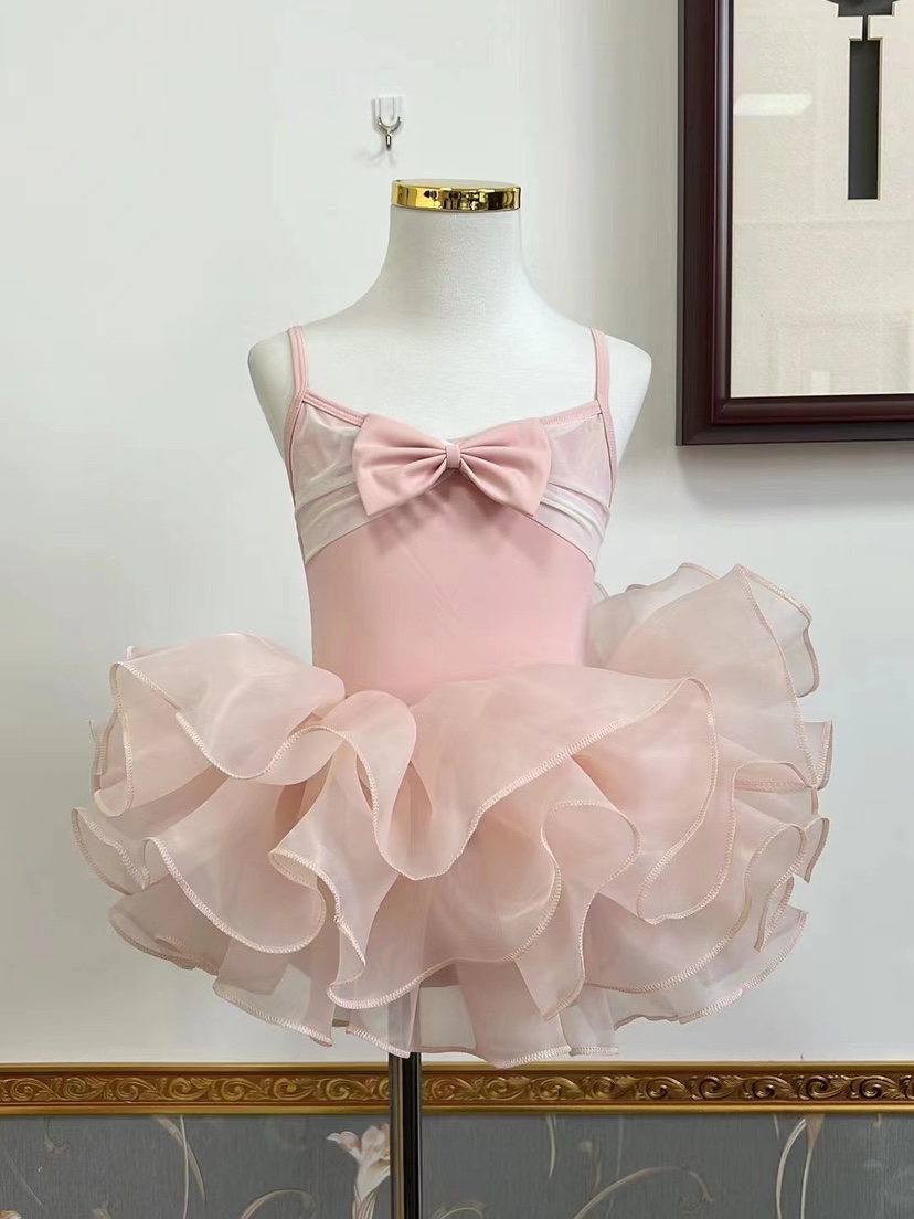 儿童芭蕾舞练功服短袖蹈裙幼儿演出蓬蓬裙女童吊带公主裙蝴蝶结图片