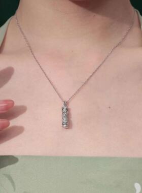 【网红推荐】925银和田玉龙图腾吊坠项链女款传承本命年龙柱生肖