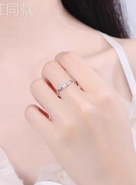 【小扬哥推荐】S925纯银细排莫桑石几何形四爪波浪纹戒不规则简约