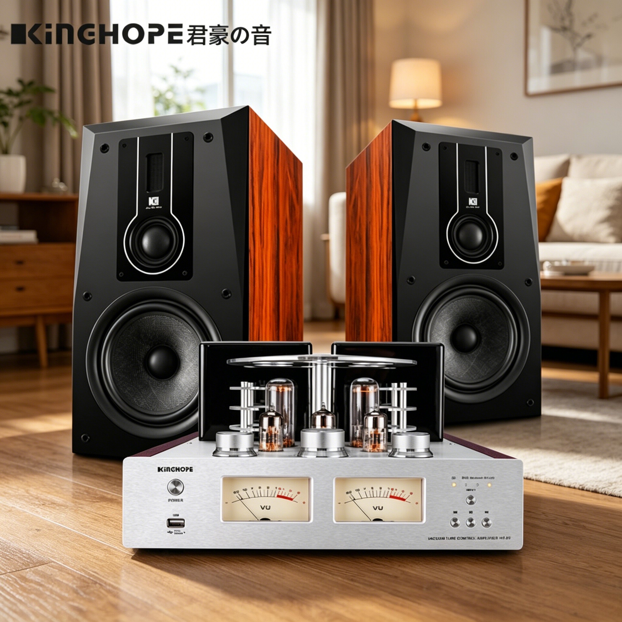 KingHope君豪概念A-8发烧级hifi书架音箱功放胆机组合